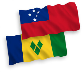 Fototapeta premium Flags of Saint Vincent and the Grenadines and Independent State of Samoa on a white background