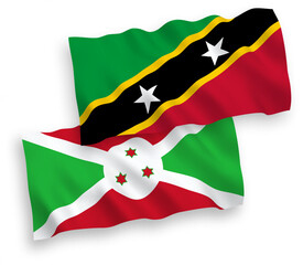 Flags of Federation of Saint Christopher and Nevis and Burundi on a white background