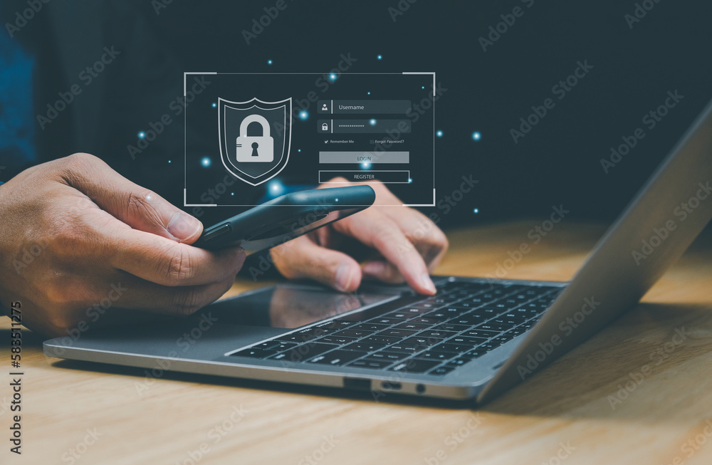 Poster cybersecurity protection internet of things global business hacking protection data important protec
