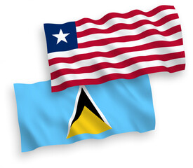 Flags of Saint Lucia and Liberia on a white background