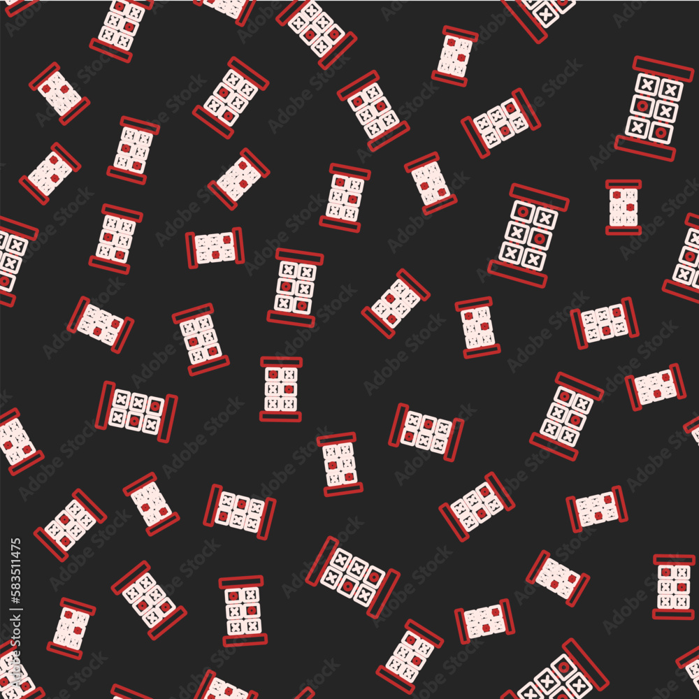 Poster line education logic game for preschool kids icon isolated seamless pattern on black background. kid