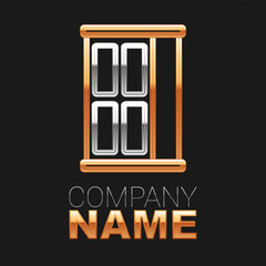 Line Wardrobe icon isolated on black background. Cupboard sign. Colorful outline concept. Vector