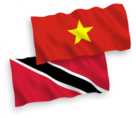 Flags of Republic of Trinidad and Tobago and Vietnam on a white background