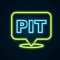 Glowing neon line Pit stop icon isolated on black background. Colorful outline concept. Vector