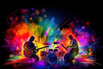 colorful background for poster or graphic design with musical or party theme design, generative ai