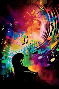 colorful background for poster or graphic design with musical or party theme design, generative ai