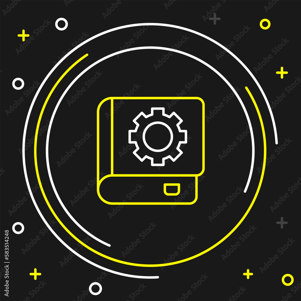Poster line user manual icon isolated on black background. user guide book. instruction sign. read before u