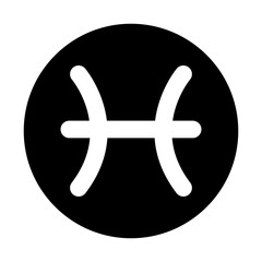 fish zodiac sign on a black circle.