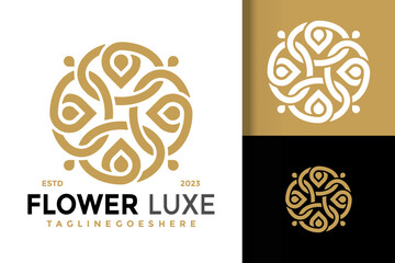 Luxury flower ornament logo vector icon illustration