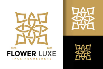 Luxury flower leaf logo vector icon illustration