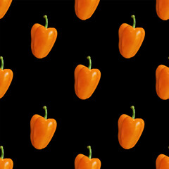 Seamless pattern with realistic vector pepper. Wallpaper and bed linen print. Background for kitchen. Menu cover.