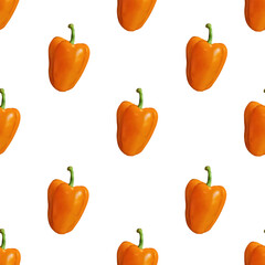 Seamless pattern with Realistic vector pepper. Wallpaper and bed linen print. Background for kitchen. Menu cover.