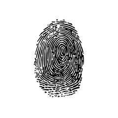 fingerprint on transparent background, black illustration 
