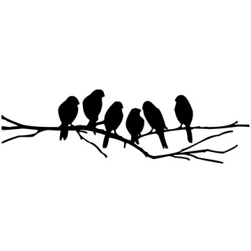 recommend clip art: birds on a tree, natural, black silhouette illustration with transparent background 