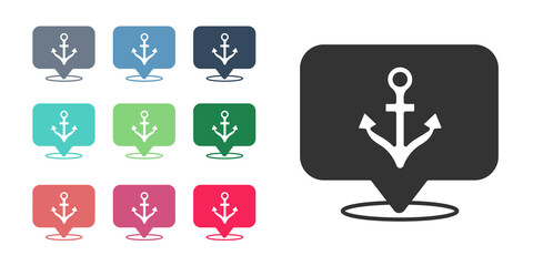 Black Anchor icon isolated on white background. Set icons colorful. Vector