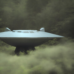UFO volando en las montañas a la luz del dia