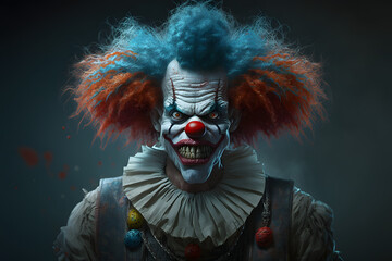 Scary abstract clown. Generative AI