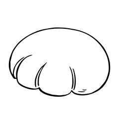 手描きのクリームパン　白黒