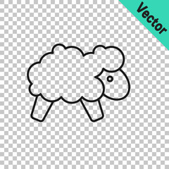 Black line Sheep icon isolated on transparent background. Counting sheep to fall asleep. Vector
