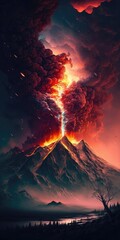 AweInspiring Volcanic Eruption Fiery Spectacle  Smartphone Phone Wallpaper. Generative AI