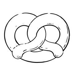 手描きのプレッツェル　白黒