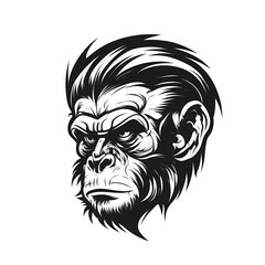 Obraz premium Monkey Tattoo Isolated On White Background. Generative AI