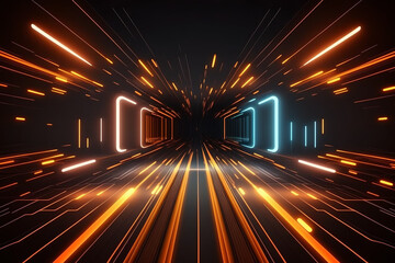 Speed of digital lights. Futuristic technology concept