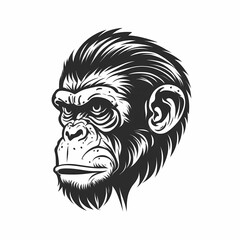 Monkey Tattoo Isolated On White Background. Generative AI