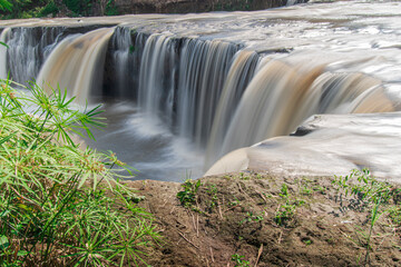 Beautiful waterfall in the river