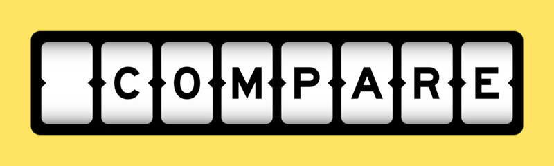 Black color in word compare on slot banner with yellow color background
