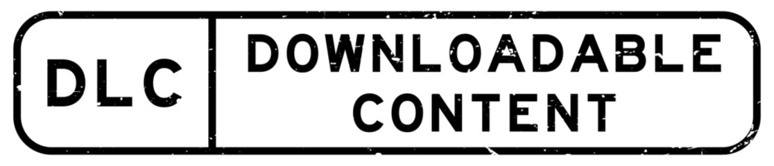 Grunge black DLC downloadable content word square rubber seal stamp on white background