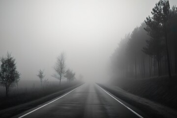 empty road at cloudy morning, generative ai