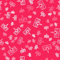 White line Human hair follicle icon isolated seamless pattern on red background. Hair care treatment. Vector
