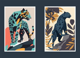 Jaguar, leopard, cheetah, panther, leopard, panther. Vector illustration