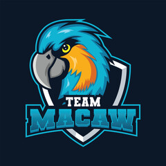 esports gaming logo vector, macaw head mascot, parrot logo, gaming, 