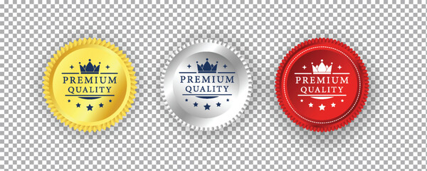 gold premium quality seal or label flat vector icon