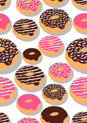 Set of donuts background.Eps 10 vector.
