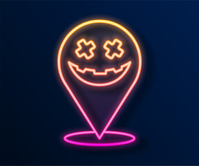 Glowing neon line Happy Halloween holiday icon isolated on black background. Vector