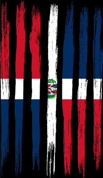 Dominican Republic flag with brush paint textured isolated  on png