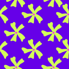 Abstract summer seamless pattern with flowers. Geometry simple floral background
