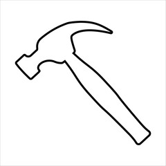Hammer icon. linear style icon isolated on white. Vector illustration.
