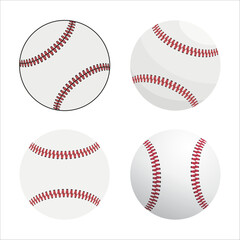 Vector illustration. Baseball balls isolated on white background. 
