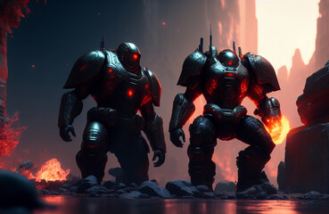 illustration of a soldier armed with firearms and armor