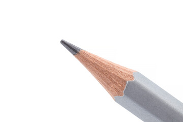 tip of  simple wooden pencil isolated on white background