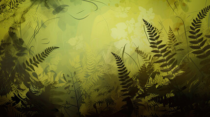 background with fern leaves. Generative AI image.