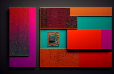 Photo of electronic components arranged on a vibrant red background