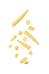 Falling Baby corn cutout, Png file.