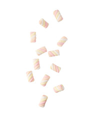 Falling marshmallow rainbow twist cutout, Png file.