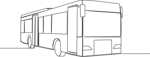 continuous single line drawing of public bus, public transport concept, line art vector illustration