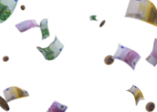 Banknotes falling down on free PNG background
